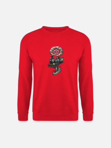 Traum Zug – Surreale Wolken Dampflok Kunst - Unisex Pullover - Rot