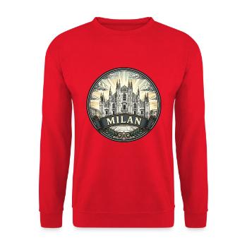 Milan Italien Reiseabzeichen Duomo Vintage-Souvenir - Unisex Pullover - Rot - Vorne - Alina (178cm) & Michal (187cm)