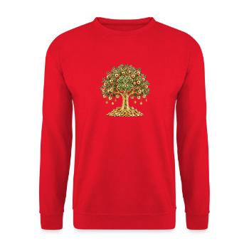Goldener Kleeblattbaum - Unisex Pullover - Rot - Vorne - Alina (178cm) & Michal (187cm)