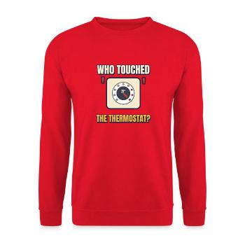 Wer hat das Thermostat berührt lustiger Vater-Heiz-Tee - Unisex Pullover - Rot - Vorne - Alina (178cm) & Michal (187cm)