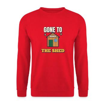 Gone To The Shed Lustiger Gartenschuppen Papa Tee - Unisex Pullover - Rot - Vorne - Alina (178cm) & Michal (187cm)