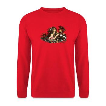 Weihnachts-Rusalka-Slawisches Wassergeist-Design - Unisex Pullover - Rot - Vorne - Alina (178cm) & Michal (187cm)
