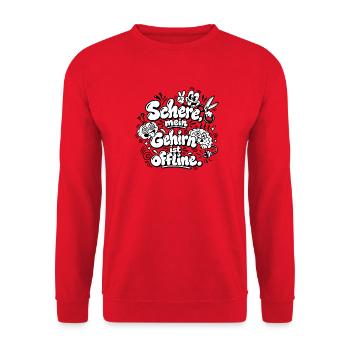 Schere, mein Gehirn ist offline - Unisex Pullover - Rot - Vorne - Alina (178cm) & Michal (187cm)