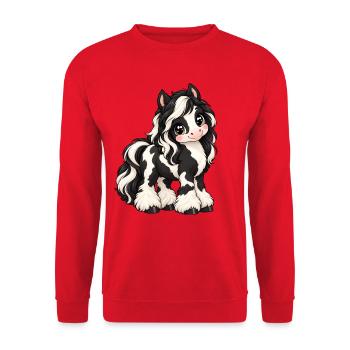 Tinker Irish Cob im Kawaii-Stil - Unisex Pullover - Rot - Vorne - Alina (178cm) & Michal (187cm)