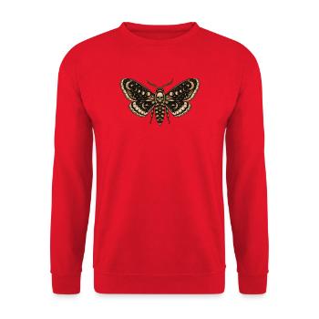 Mondmotte mit Totenkopf kosmischer Horror - Unisex Pullover - Rot - Vorne - Alina (178cm) & Michal (187cm)