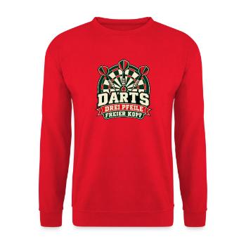 Darts – Drei Pfeile, freier Kopf - Unisex Pullover - Rot - Vorne - Alina (178cm) & Michal (187cm)