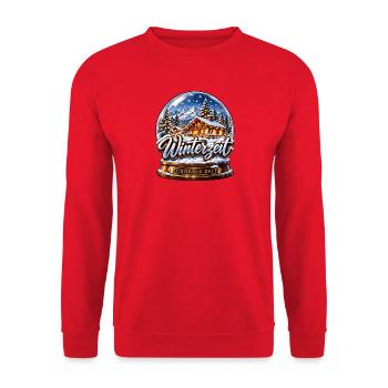 Winterzeit Schneekugel - Unisex Pullover - Rot - Vorne - Alina (178cm) & Michal (187cm)