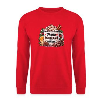Heiße Schokolade statt Probleme - Unisex Pullover - Rot - Vorne - Alina (178cm) & Michal (187cm)