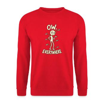 Ow Everywhere Chronische Schmerzen Spoonie Humor - Unisex Pullover - Rot - Vorne - Alina (178cm) & Michal (187cm)