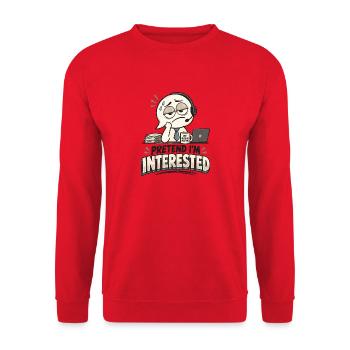 Nur noch ein Meeting: Desinteresse Cartoon - Unisex Pullover - Rot - Vorne - Alina (178cm) & Michal (187cm)