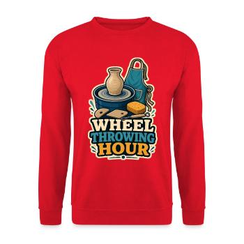 WHEEL THROWING HOUR - Unisex Pullover - Rot - Vorne - Alina (178cm) & Michal (187cm)