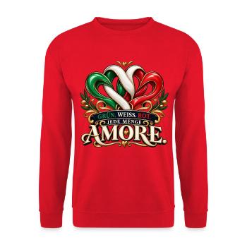 Grün. Weiß. Rot. Jede Menge Amore. - Unisex Pullover - Rot - Vorne - Alina (178cm) & Michal (187cm)