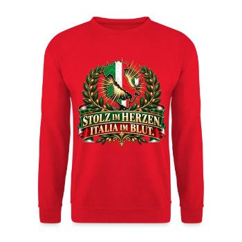 Stolz im Herzen. Italia im Blut. - Unisex Pullover - Rot - Vorne - Alina (178cm) & Michal (187cm)