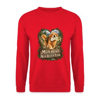 Mein Hund. Mein bester Plan. - Unisex Pullover - Rot - Vorne - Alina (178cm) & Michal (187cm)