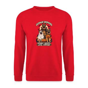 Spooky Nights Loyal Company – Deutscher Schäferhund - Unisex Pullover - Rot - Vorne - Alina (178cm) & Michal (187cm)