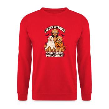 Spooky Nights Loyal Company – Golden Retriever Hund - Unisex Pullover - Rot - Vorne - Alina (178cm) & Michal (187cm)