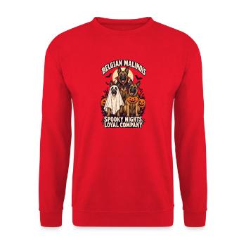 Spooky Nights Loyal Company – Belgischer Malinois-Hund - Unisex Pullover - Rot - Vorne - Alina (178cm) & Michal (187cm)