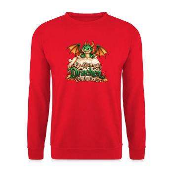 Kann Spuren von Drachen enthalten – Keksdrache - Unisex Pullover - Rot - Vorne - Alina (178cm) & Michal (187cm)
