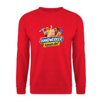 Handwerker Können Das! - Unisex Pullover - Rot - Vorne - Alina (178cm) & Michal (187cm)