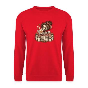 Dead Tired Mom Club Skelettbecher - Unisex Pullover - Rot - Vorne - Alina (178cm) & Michal (187cm)
