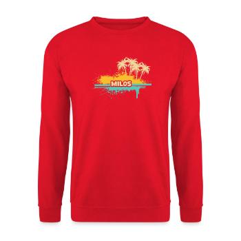 Geschenk für Milos - Unisex Pullover - Rot - Vorne - Alina (178cm) & Michal (187cm)