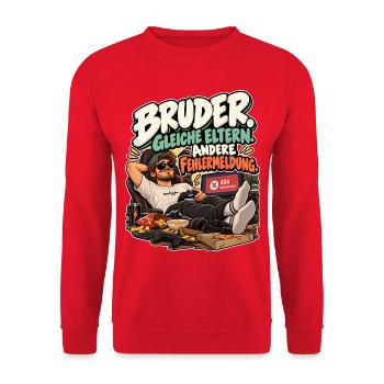 Bruder 404 Fehlermeldung - Unisex Pullover - Rot - Vorne - Alina (178cm) & Michal (187cm)