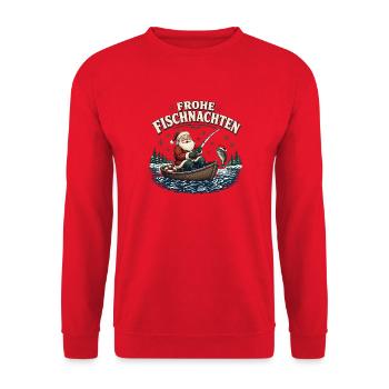 Frohe Fischnacht Weihnachtsfischer - Unisex Pullover - Rot - Vorne - Alina (178cm) & Michal (187cm)