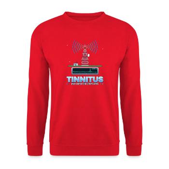 TINNITUS IMMER AUF EMPFANG - Unisex Pullover - Rot - Vorne - Alina (178cm) & Michal (187cm)