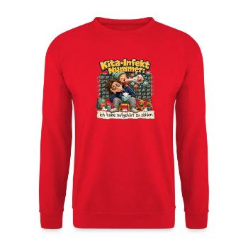 Kita-Infekt Nummer: Aufgehört zu Zählen - Unisex Pullover - Rot - Vorne - Alina (178cm) & Michal (187cm)