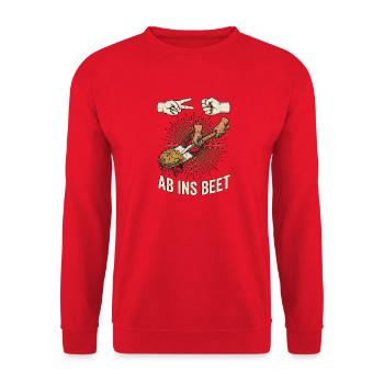 Schere Stein Gartenarbeit - Unisex Pullover - Rot - Vorne - Alina (178cm) & Michal (187cm)