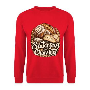 Sauerteig Shirt für Hobbybäcker mit Brot  - Unisex Pullover - Rot - Vorne - Alina (178cm) & Michal (187cm)