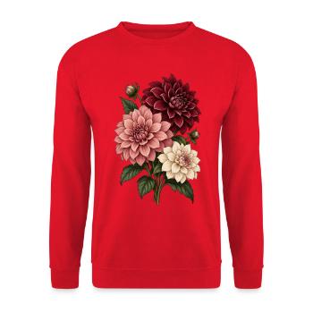 Garten Shirt mit Gemüseernte und Spruch Selbst gez - Unisex Pullover - Rot - Vorne - Alina (178cm) & Michal (187cm)