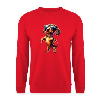 Sonnenbrillen Dackel Style - Unisex Pullover - Rot - Vorne - Alina (178cm) & Michal (187cm)