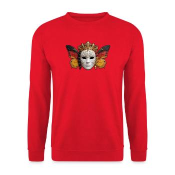 Königliche Masken-Schmetterlingskrone - Unisex Pullover - Rot - Vorne - Alina (178cm) & Michal (187cm)