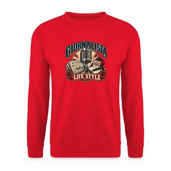 Vintage-Journalistenmikrofon und Stil - Unisex Pullover - Rot - Vorne - Alina (178cm) & Michal (187cm)
