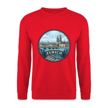 Zürich Schweiz Reiseabzeichen Grossmunster Geschenk - Unisex Pullover - Rot - Vorne - Alina (178cm) & Michal (187cm)