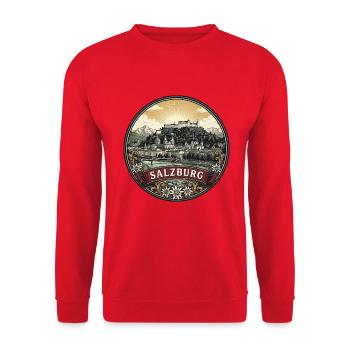 Salzburger Österreich Reiseabzeichen Festungssouvenir - Unisex Pullover - Rot - Vorne - Alina (178cm) & Michal (187cm)
