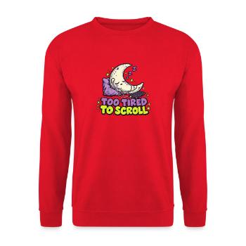 Mond müde zum Scrollen - Unisex Pullover - Rot - Vorne - Alina (178cm) & Michal (187cm)