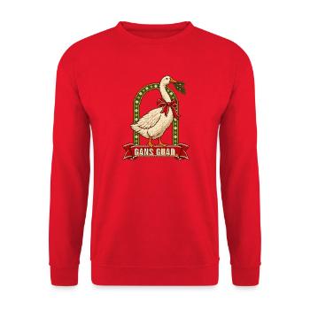 Gans guad Weihnachtspulli bairisch - Unisex Pullover - Rot - Vorne - Alina (178cm) & Michal (187cm)