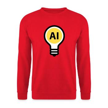 Glühbirne - Künstliche Intelligenz Cyber-Intelligz - Unisex Pullover - Rot - Vorne - Alina (178cm) & Michal (187cm)