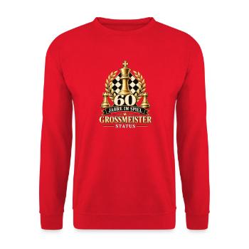 60 JAHRE IM SPIEL GROSSMEISTER STATUS Schach - Unisex Pullover - Rot - Vorne - Alina (178cm) & Michal (187cm)