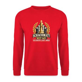 SCHACHMATT MIT 60 ERFAHRUNG ZIEHT IMMER Schach - Unisex Pullover - Rot - Vorne - Alina (178cm) & Michal (187cm)