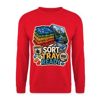 SORT TRAY READY - Unisex Pullover - Rot - Vorne - Alina (178cm) & Michal (187cm)