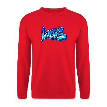 Elektrisch blauer Graffiti-Wolf! Wilde Straßenkunst - Unisex Pullover - Rot - Vorne - Alina (178cm) & Michal (187cm)