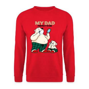 Perfekter Vater – lustiger Eisbär-Vater - Unisex Pullover - Rot - Vorne - Alina (178cm) & Michal (187cm)