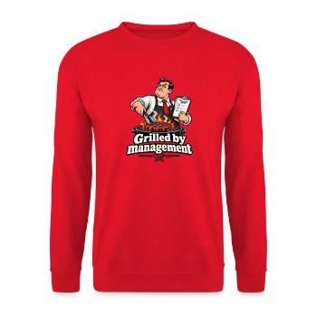 Grilled by Management - Unisex Pullover - Rot - Vorne - Alina (178cm) & Michal (187cm)