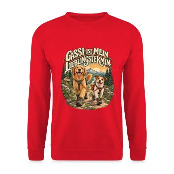Gassi ist mein Lieblingstermin - Unisex Pullover - Rot - Vorne - Alina (178cm) & Michal (187cm)