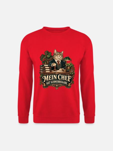 Mein Chef hat Schnurrhaare - Unisex Pullover - Rot