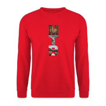 MTB- und Naturthema - Unisex Pullover - Rot - Vorne - Alina (178cm) & Michal (187cm)
