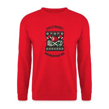 Feuerwehr Weihnachten Melder Ugly Christmas - Unisex Pullover - Rot - Vorne - Alina (178cm) & Michal (187cm)